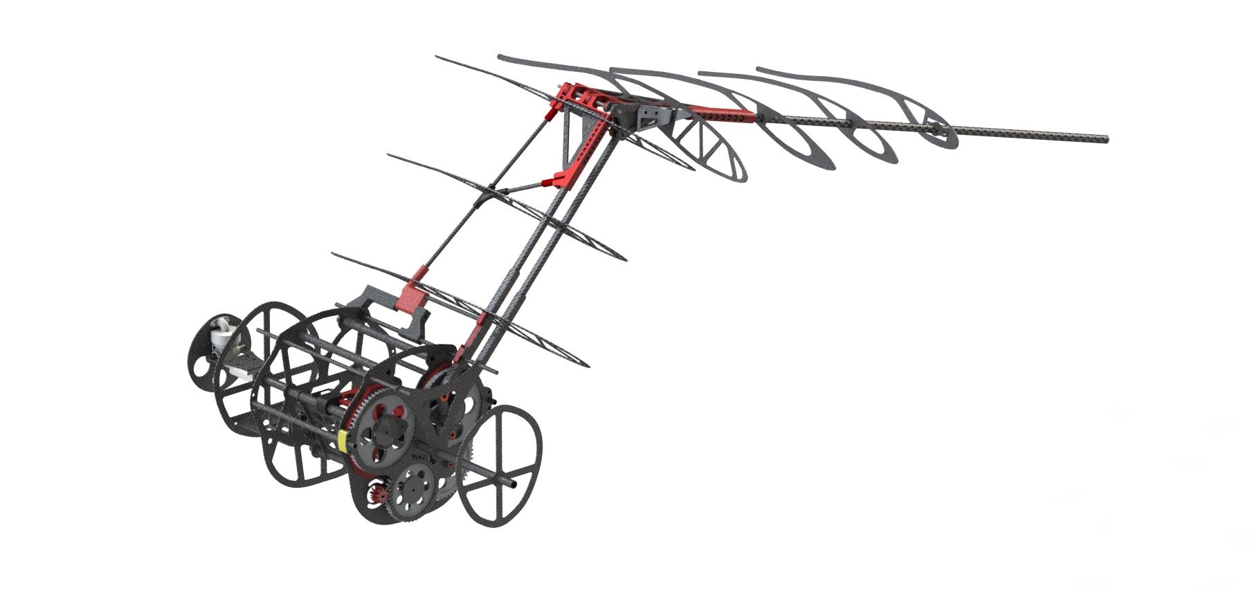 DroneAvion CAD render, full mechanism assembly