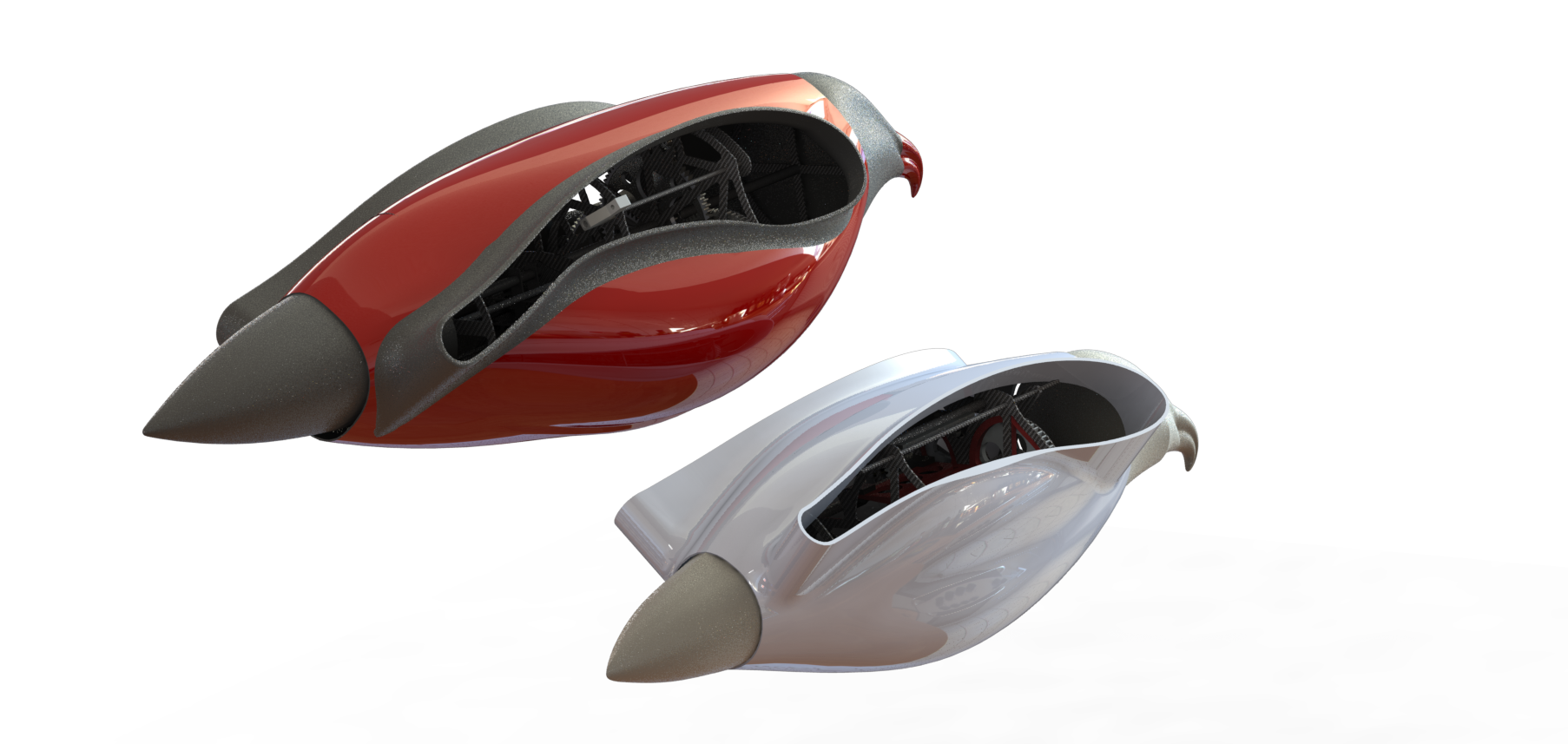 Fuselage concept, open body showing internal mechanism